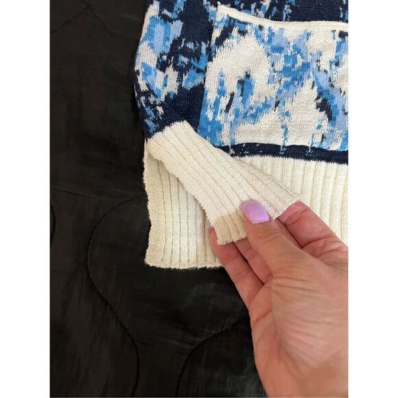 Nic+Zoe Top Womens Size Small Blue Multi Atlantic Pacific Button Cardigan NWT - Picture 7 of 11